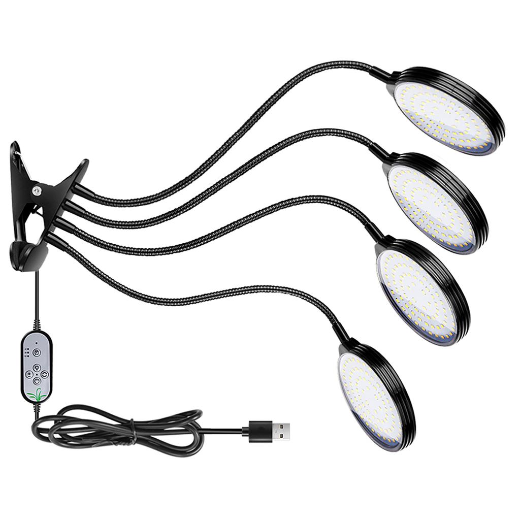 USB Лампа для выращивания растений 78 светодиодов Солнечный свет Полный спектр Регулируемая Настольная лампа с зажимом для выращивания комнатных растений 5 уровней яркости