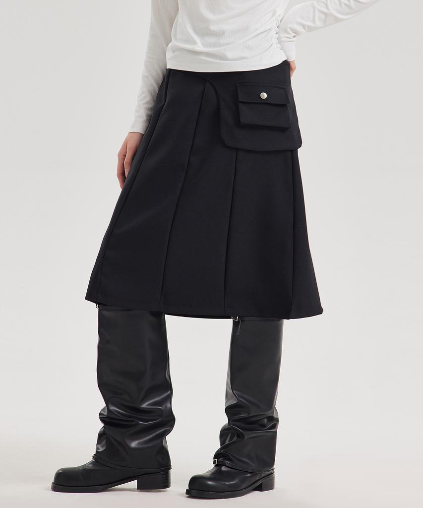 Top Girl Belt Pocket Cutout Midi Skirt_T611Bt707