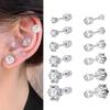 1Pair Trendy CZ Stud Earrings Plated Round Cubic Zirconia Hypoallergenic Earrings Stainless Steel Ear Studs 4mm 5mm 6mm 7mm 8mm