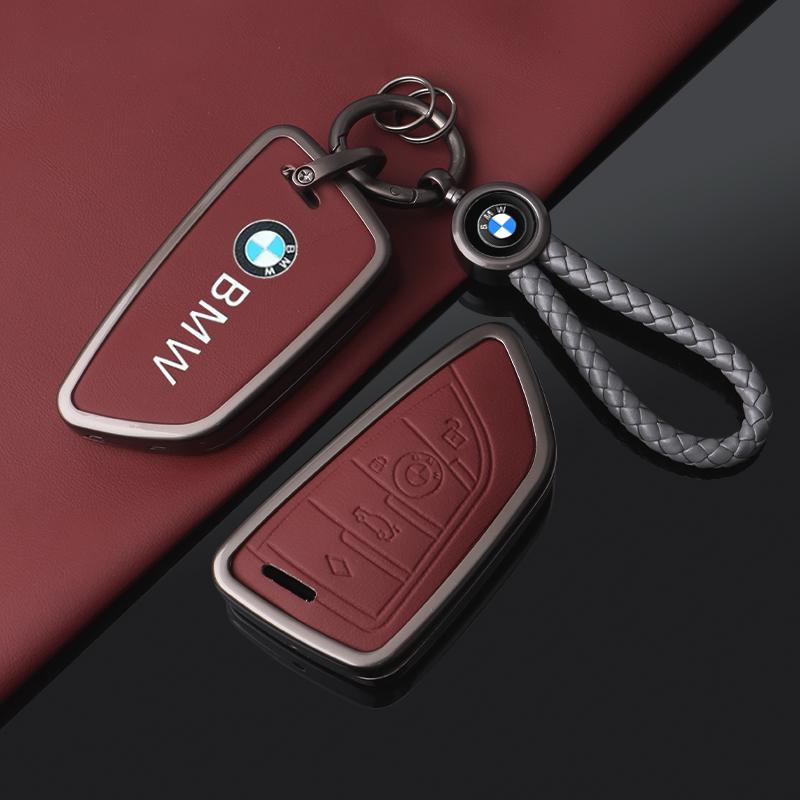 Zinc Alloy Leather Car Key Case Cover For BMW X1 X3 X4 X5 F15 X6 F16 G30 7 Series G11 F48 F39 520 525 f30 118i 218i 320i Sticker CC2