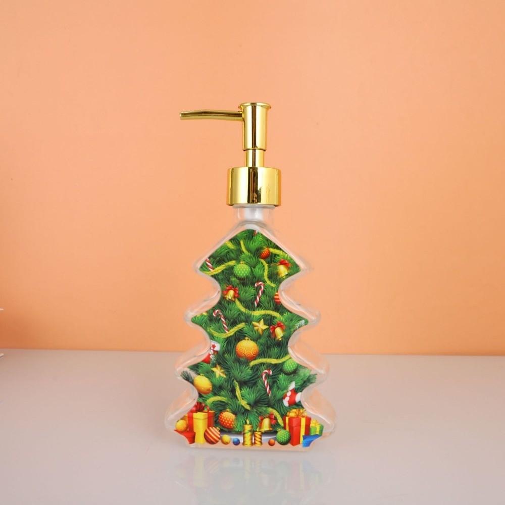 Christmas Tree Shape Soap Dispenser Reusable Glass Dispenser Bottle Countertop