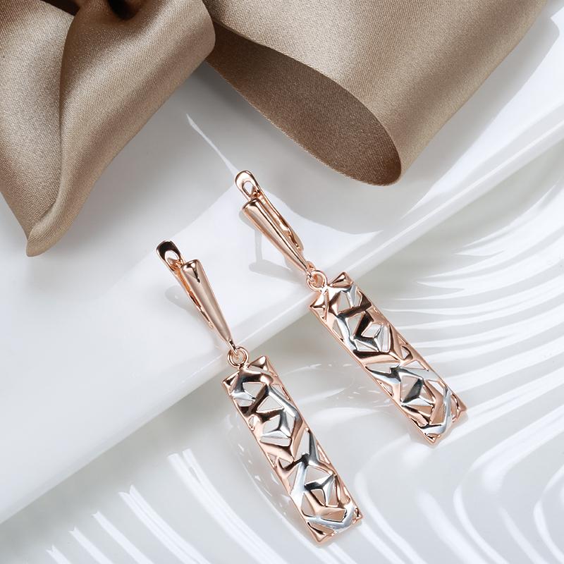 Kinel Rose Gold Color Square Long Earrings For Women Silver Mix Boho Jewelry