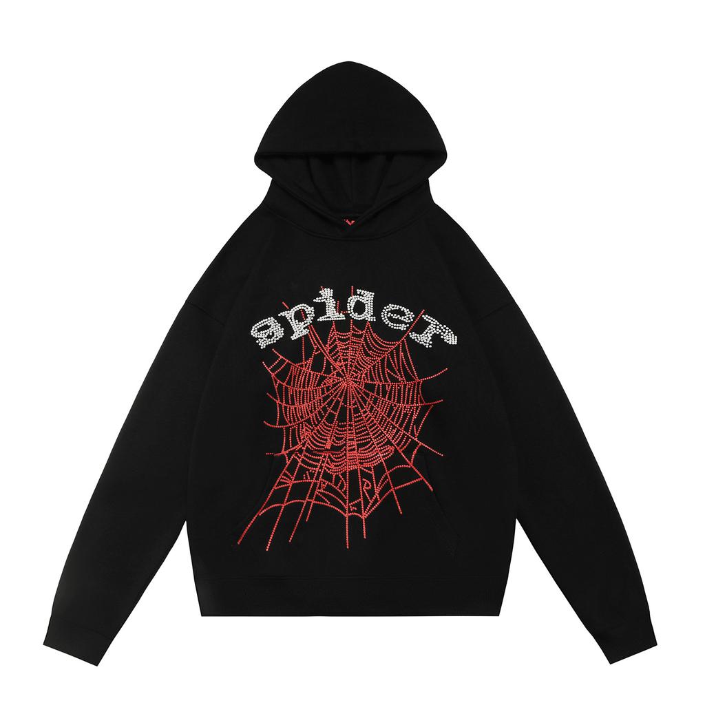 Cross-border beauty tide sp5der loose American hip-hop street casual loose and versatile pure cotton hooded sweater printing