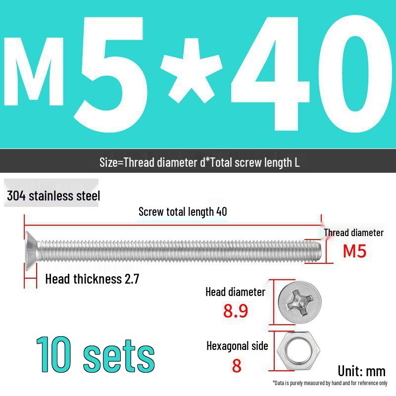 Набор Extra Long Phillips Flat Head Винтов и Гаек из Нержавеющей Стали 304 (2М, 3М, 4М)