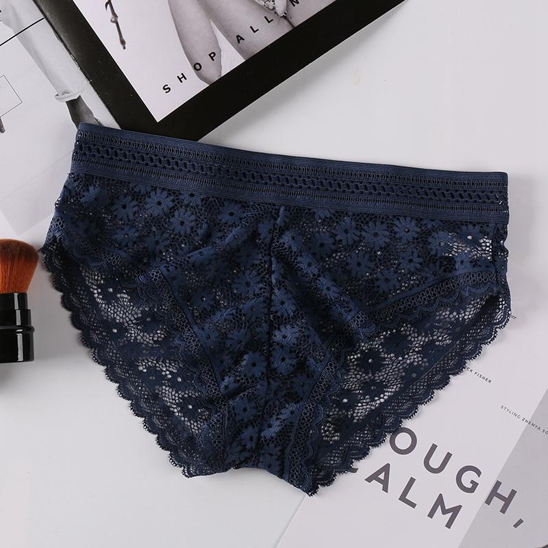 Women's Lace Panties Comfort Underwear Daisy Print Lace Briefs