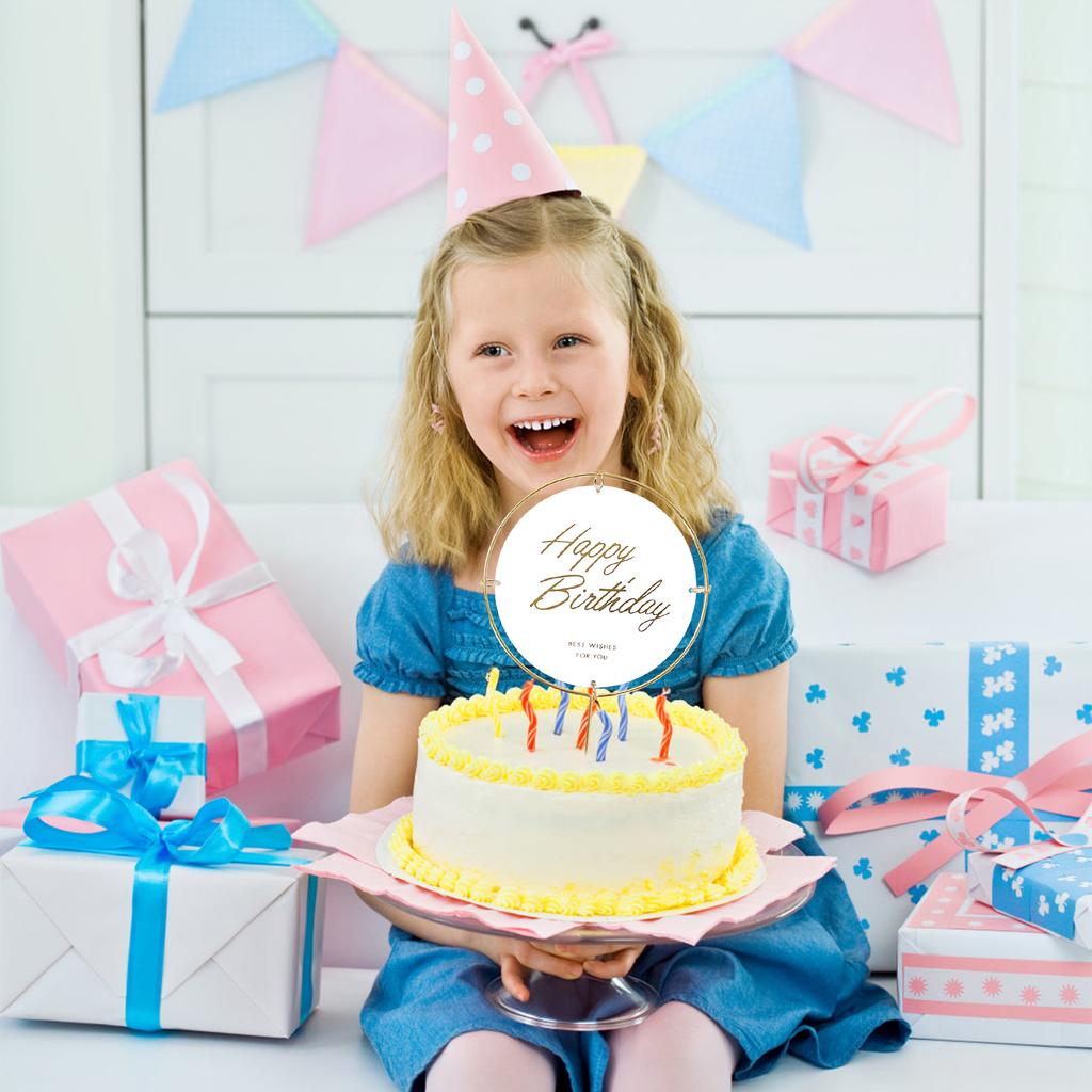 Сверкающий металлический торт-топпер для вечеринки по случаю дня рождения, украшения для торта на день рождения, торт с днем рождения