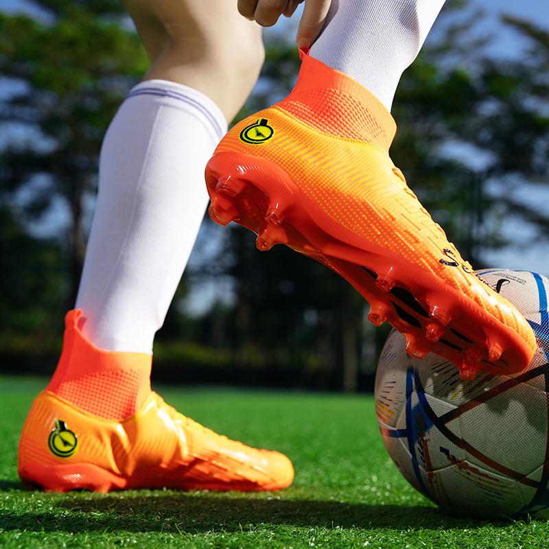 Мужские высокие футбольные бутсы, цветные уличные спортивные футбольные бутсы с длинными шипами, большие размеры, детские футбольные бутсы для молодежи