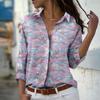 Ghost Print Women Blouse Spring Autumn Femme Office Lady Button Up Turn Down Collar Shirts
