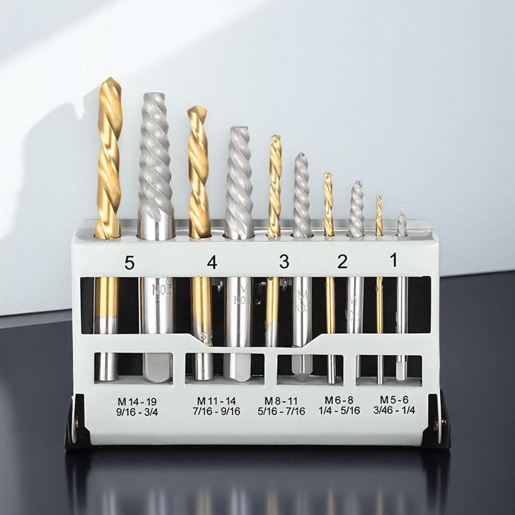 D5 Набор экстракторов болтов 10 шт. Кобальтовые сверла с левой резьбой Набор экстракторов со сверлами с металлическим кейсом Набор инструментов для удаления сломанных болтов