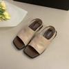Flat bottom one-word sandals women's outer wear in the summer of 2025 new simple high-end French retro open-toed sandals