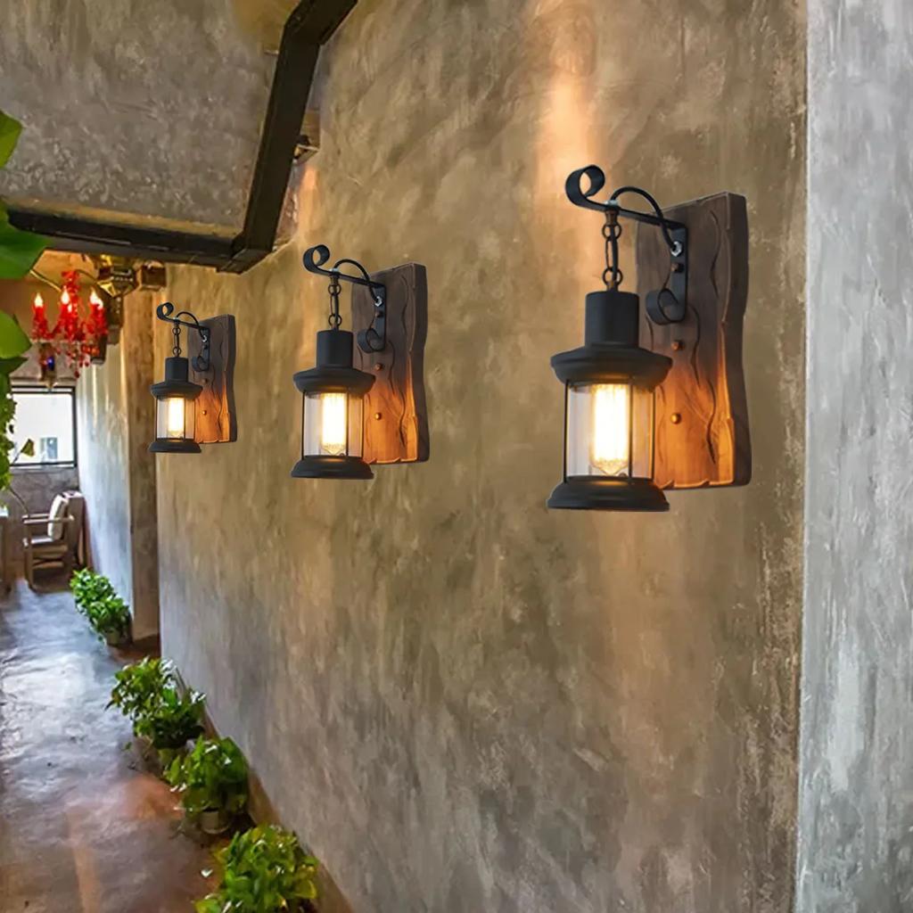 Винтажный деревянный настенный светильник E27 промышленный ресторан гостиная креативный коридор фон настенный декоративный светильник
