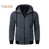 Men Autumn Winter Coat with Hood And Dual Pockets Zipper Closure Drawstring Colorblock Fake Two-piece Sport Jacket with Elastic Cuffs And Hem Fitness
