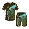 Men's Summer Fishing Camping Set T-shirt + Shorts 2-piece Set Outdoor Sportswear Tracksuits Oversized Short Sleeve Clothes Suit