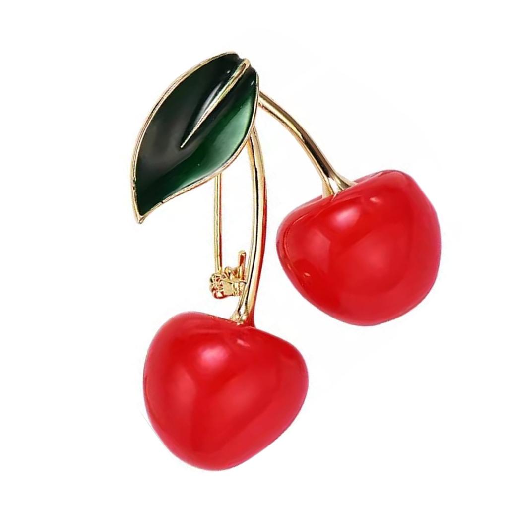 Exquisite Cherry Brooch Cherry Brooch Fun Clothing Jewelry Unique Badges Alloy Texture Suitable for Theme Event