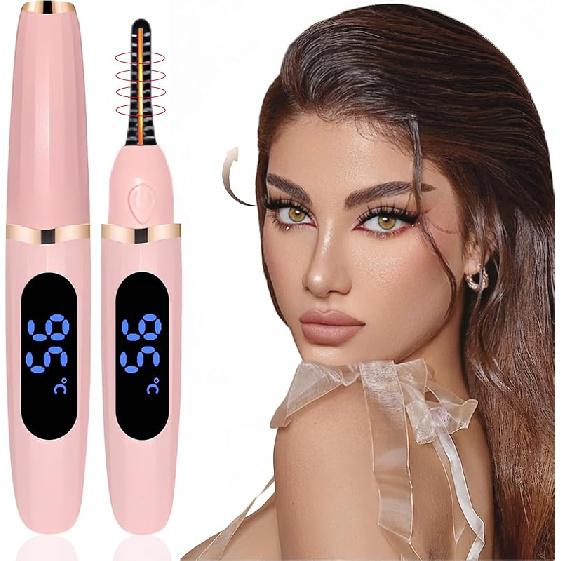 Heated Eyelash Curler, Heated Lash Curler with Led Display Electric Eye lash Curler 3 Temp Settings for Makeup Tools for Achieving A Natural Curl and