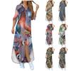Dresses For Womens Loose Print Maxi Dress Casual Long Sleeve Shirt Dress