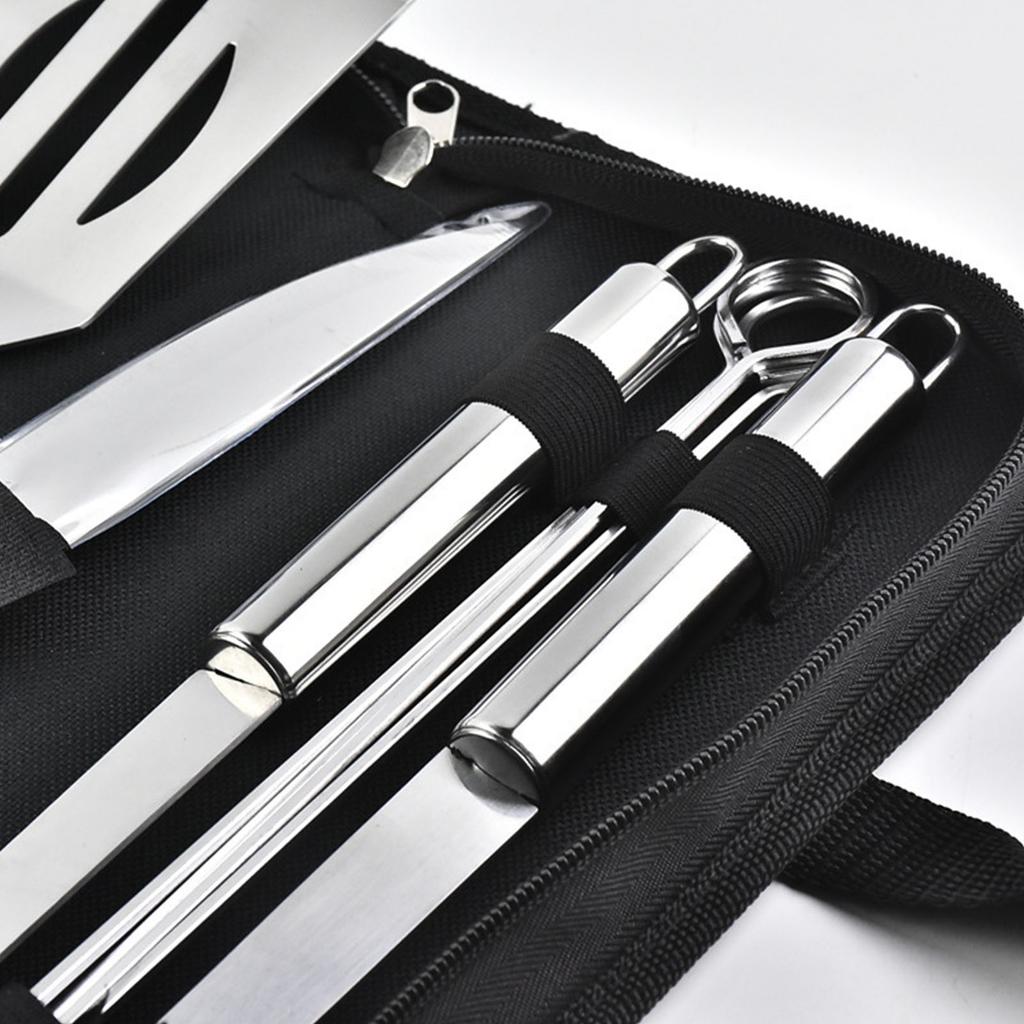 Stainless Steel BBQ Tool Set BBQ Grill Accessories Set Barbecue Tools for Outdoor Indoor Grilling Oxford Bag 9Pcs