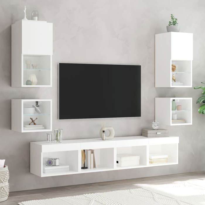 Table de chevet murale - Maison Exclusive - LED RVB - Fixation murale - Rangement 40×30×30 cm
