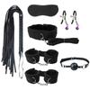 7pcs SM Bundled Sex Toys For Couples Cosplay Pu Plush Suit Included Eye Mask Mouth Ball Whip Handcuff Shackle Neck Sleeve Clip