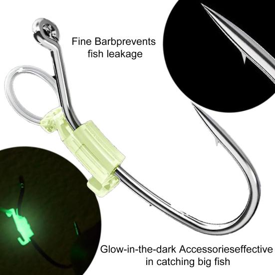 5/15/25 шт. светящийся крючок для фиксации живой креветки, прочный металлический крючок с зазубринами для ловли пресноводного сома, окуня, рыболовные принадлежности