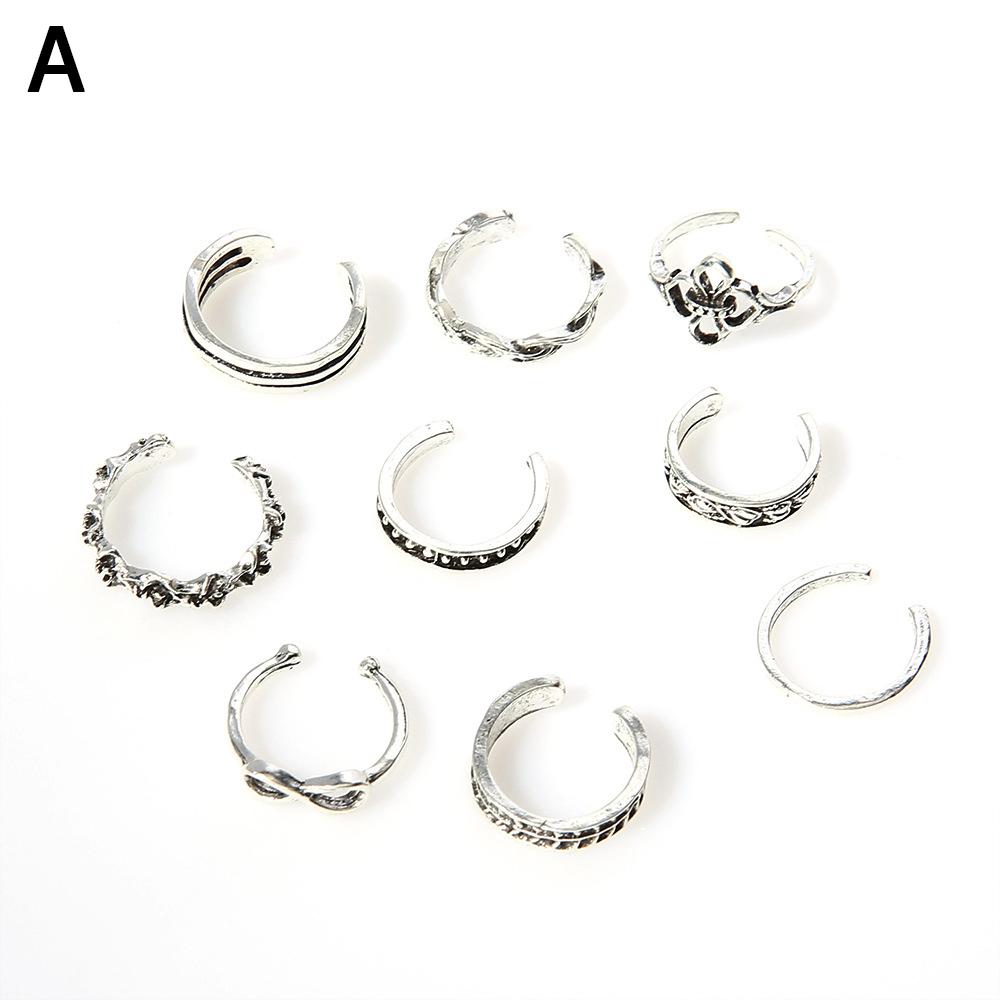 9 шт. Пляжное кольцо-сердце Летнее кольцо на фалангу Кольцо для пальца ноги Украшения для ног Набор колец для пальцев ног