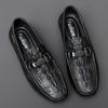 Fashion Genuine Leather Mens Shoes Crocodile Pattern Men Slip On Shoes Spring Business Casual Men Loafers Breathable Male Driving Shoes