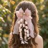 Sequin Tulle Bow Hair Clips Sweet Lolita Dress Hair Accessories Bell Orchid Ribbon Barrettes  Prom