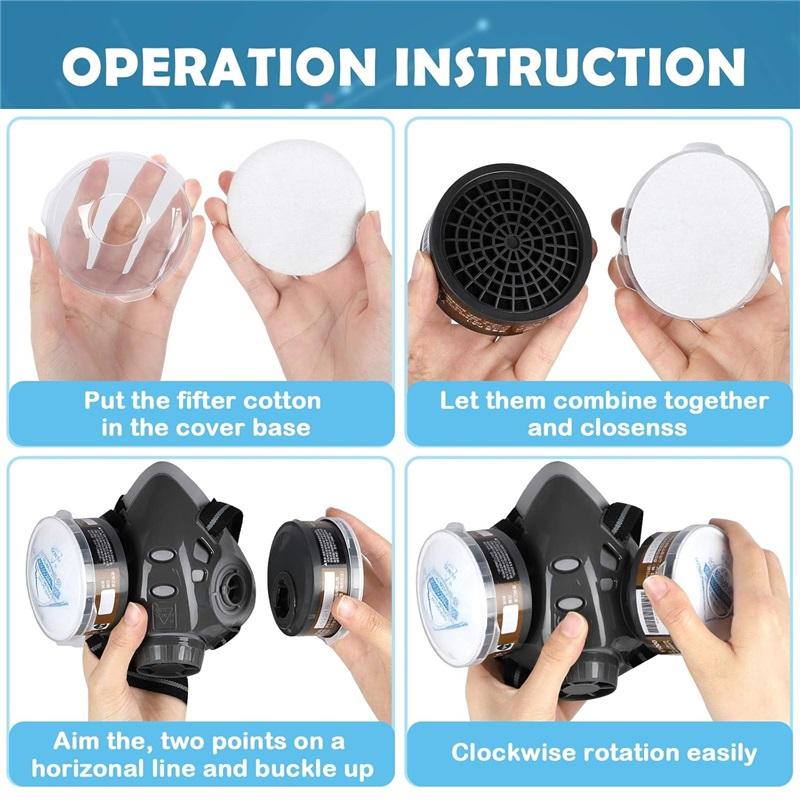 Reusable Face Cover with Filters Set,Carbon Respirator for Painting Against Gas/Dust/Organic Vapors/Smells/Fumes/Sawdust/Asbestos