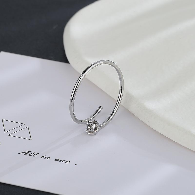 Three-Dimensional Design Sense Rose Open Ring Student Cold Wind Flower Line Ring Trendy Girl