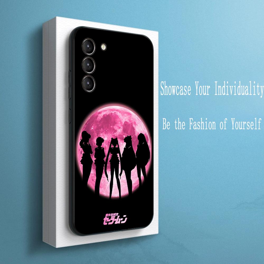 Magical Girl Warrior classic anime pattern Phone Case For Samsung Galaxy S26 S25 S24 S23 S22 S21 Plus Ultra Note20 Soft Black