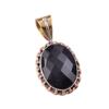 Natural Black Onyx Gemstone 925 Solid Sterling Silver TwoTone Pendant 1.50" P9j18