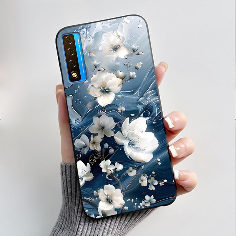 Printing Pattern Case For TCL 20 5G / 20S / 20L / 20L+ Soft Silicone Black Shell Cover Cute Flower Cartoon Casing