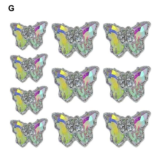 10 шт., ювелирные изделия для ногтей с бабочками, двухслойные сверкающие стразы, привлекательные украшения для дизайна ногтей, женские аксессуары
