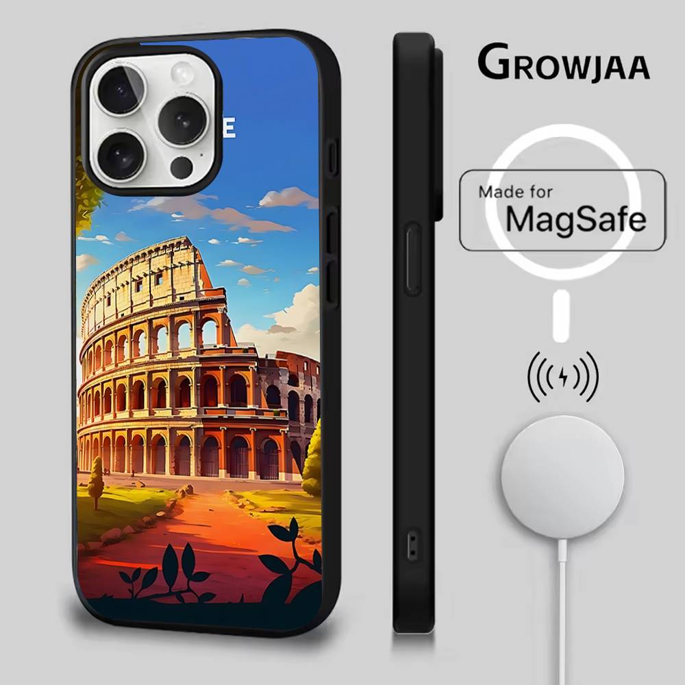 Италия Рим Город Путешествия Чехол для телефона Для iPhone 17,16,15,14,13,12,11,Pro,Max,Plus,Mini,SE4,E Магнитный Magsafe Беспроводная зарядка