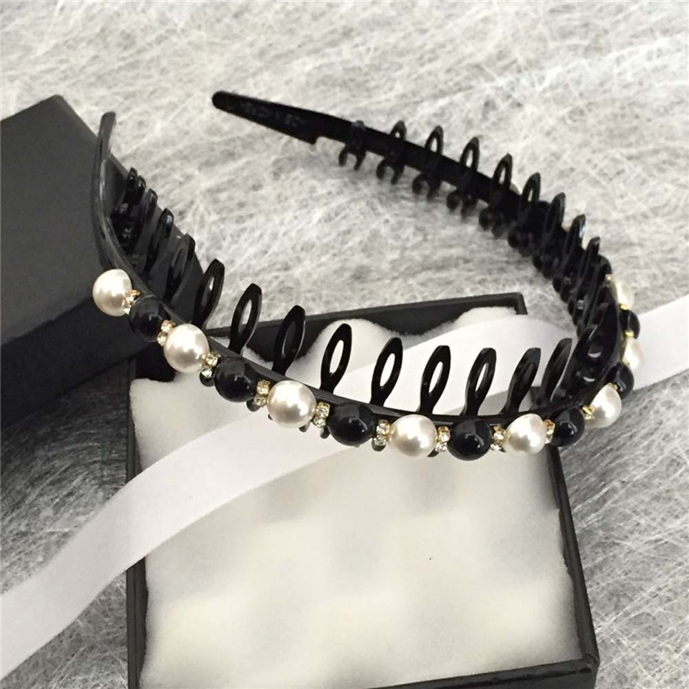 Korean Rhinestone Non-slip Toothed Wash Face Hair Hoop Pearl Headband Hair Accessories Hair Band