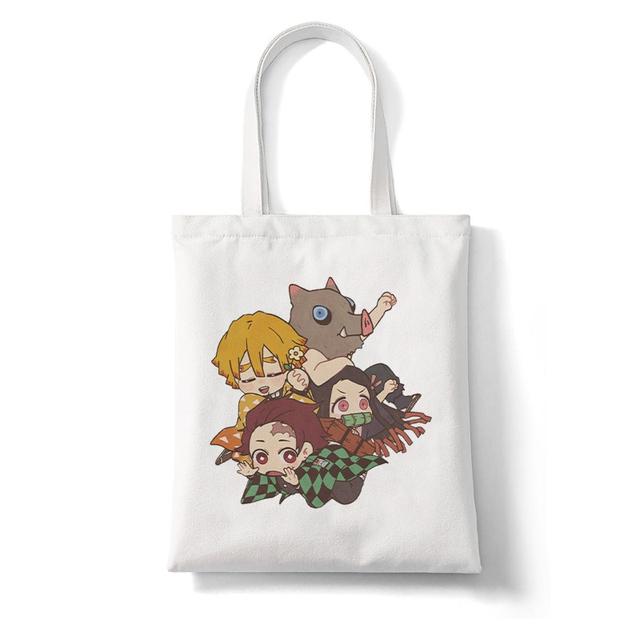 Demon Slayer Japan Anime Kimetsu No Yaiba Kamado Tanjirou Handbags Shoulder Bag Shopping Handbag High Capacity Women Canvas Bag