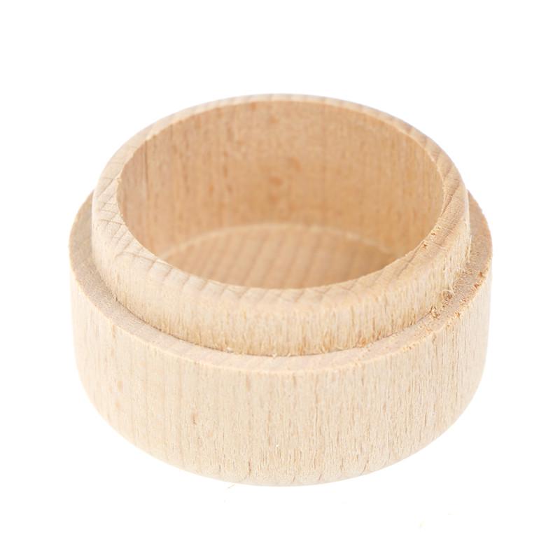 Round Wooden Wedding Ring Jewelry Trinket Box Wood Storage Container Case