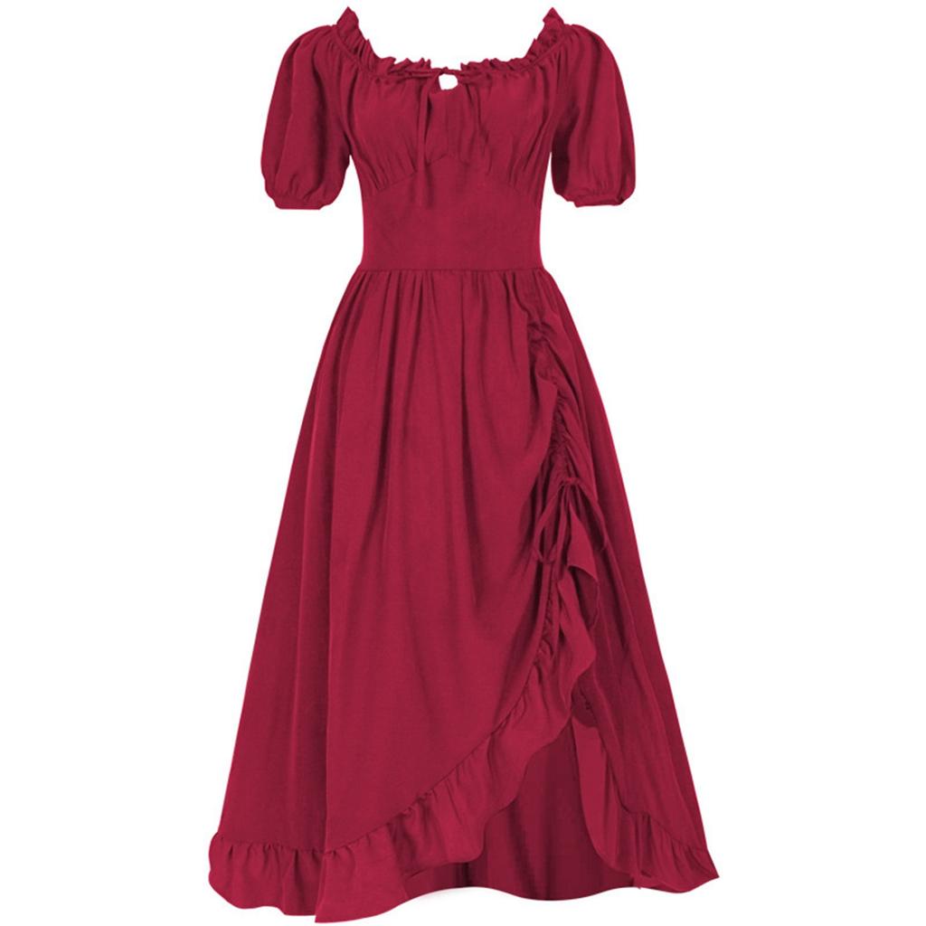 Women's Elegant And Beautiful Retro Drawstring Ruffle Dress