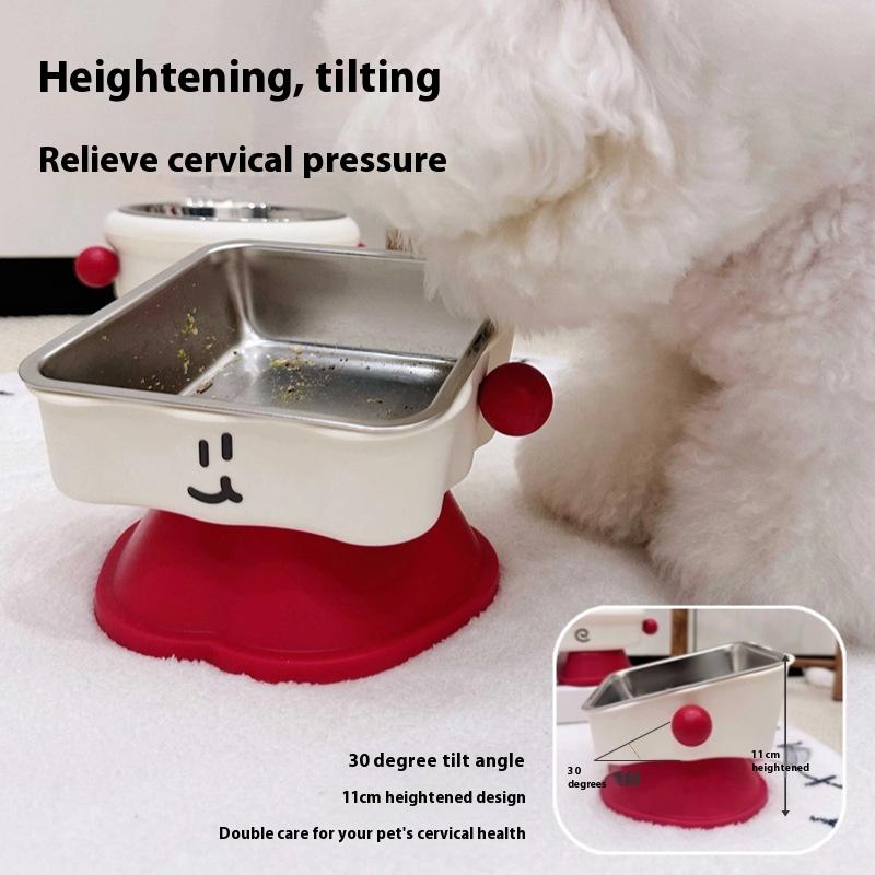 Миска для домашних животных на высокой ножке, защита шеи, миска для кормления и воды для кошек и собак, высокая, противоскользящая и анти- из нержавеющей стали