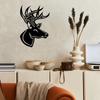 Buck Deer Metal Wall Sign: Rustic Antlers Rack Head for Cabin—New Man Cave Decor for Living Room and Home Decoration