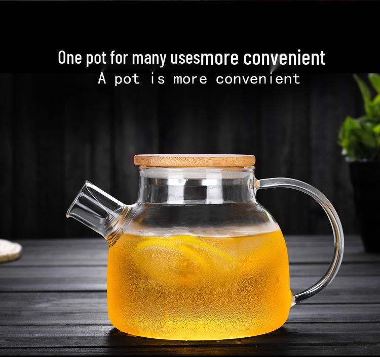 Heat-Resistant Glass Teapot & Cold Water Jug, Explosion-Proof, Large Capacity for Juice or Flower Tea