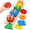 Montessori Wooden Children Toys Sorting Stacking Puzzle Learning Education Toys Color Shape Matching Wooden Toys Gift For Kids