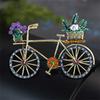Vintage Inlaid Rhinestone Bicycle Brooches for Women Luxury Design Fashion Creative Elegant Metal Flower Brooch Pins Gifts