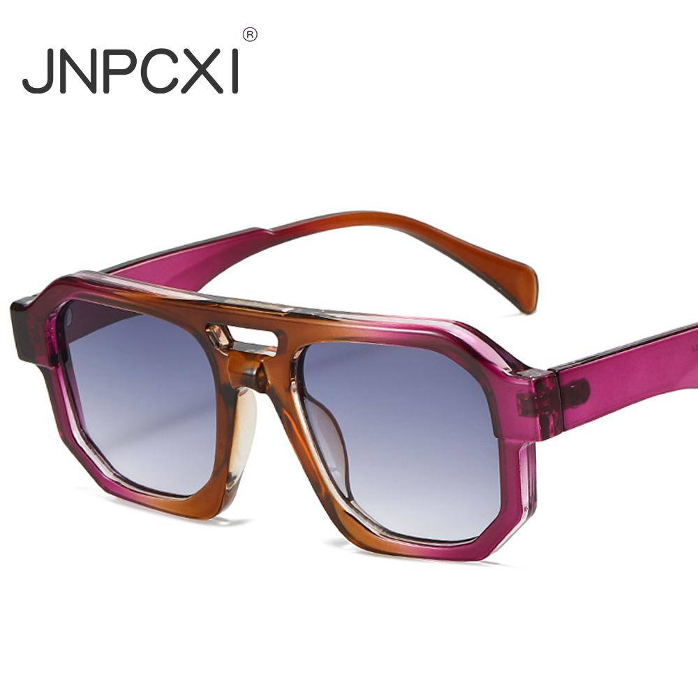 Double Bridges Square Women Gradient Purple Multicolor Sunglasses Fashion Frame Men Retro Punk Sun Glasses Shades UV400