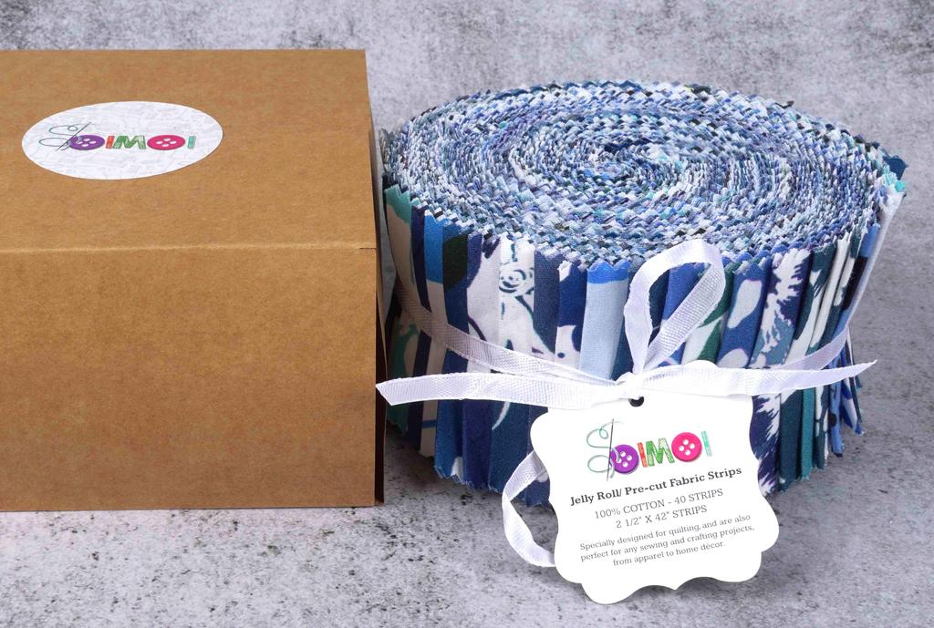 Soimoi 40Pcs Floral Artistic Print Cotton Precut Fabrics For Quilting Craft Strips 2.5x42inches Jelly Roll -