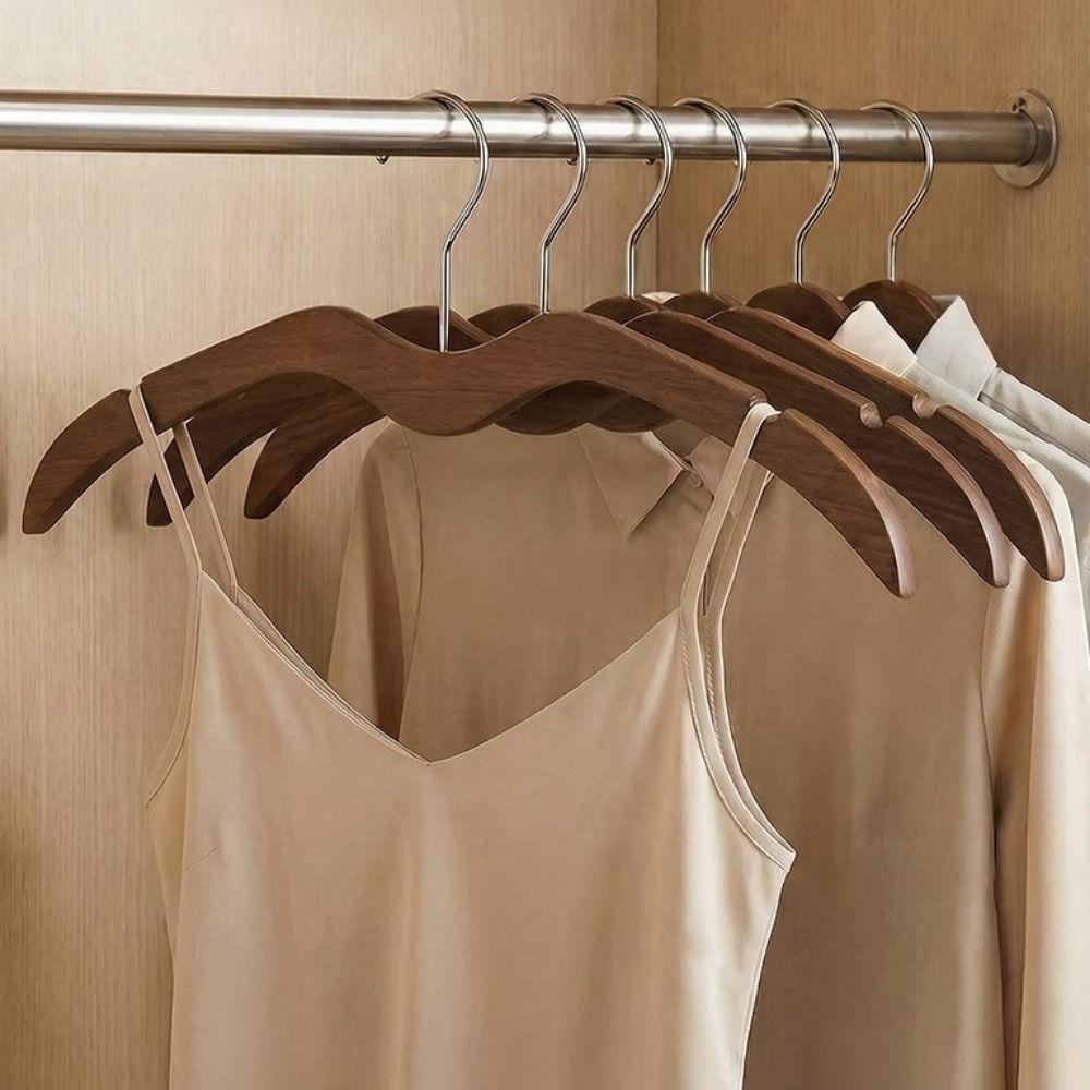 2pcs Space Saving Wood Short Neck Hanger Shoulder Protecting Clothes Hanger for Home