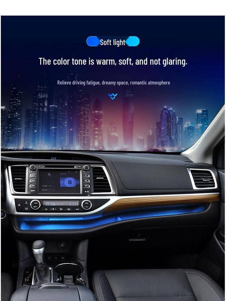 Модель 1521 Toyota Highlander Кастомный интерьер 64-цветная подсветка