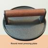 Hamburger Press Sturdy Professional Cast Iron Steak with Wood Handle for Sandwich Nonstick Pan