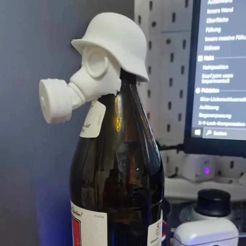 1 шт. 3D-печать Газовая маска Топпер для пивной бутылки Многоразовая Оригинальная Герметичная крышка для сохранения ликера и защиты от пыли