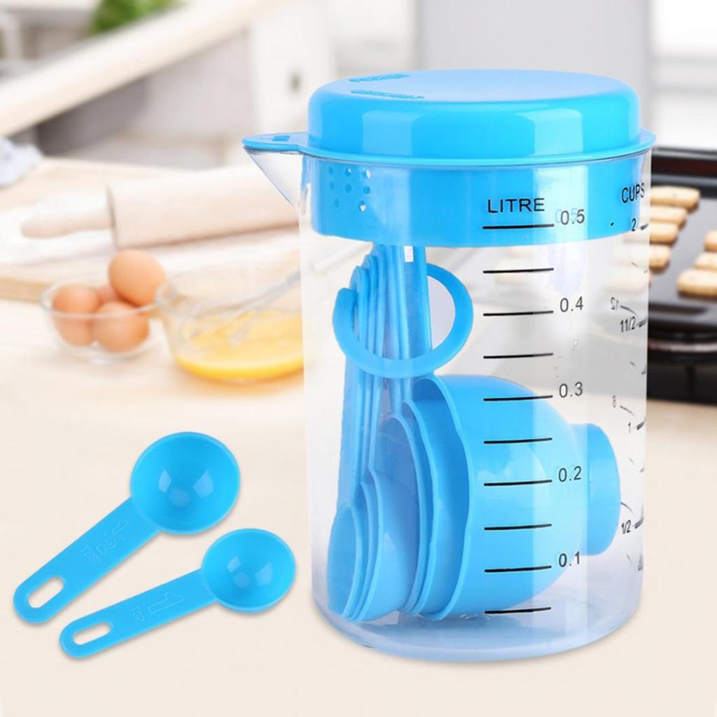 7Pcs/Set Plastic Measuring Spoons Graduated Cup Kitchen Baking Tool Chef Aid KTY